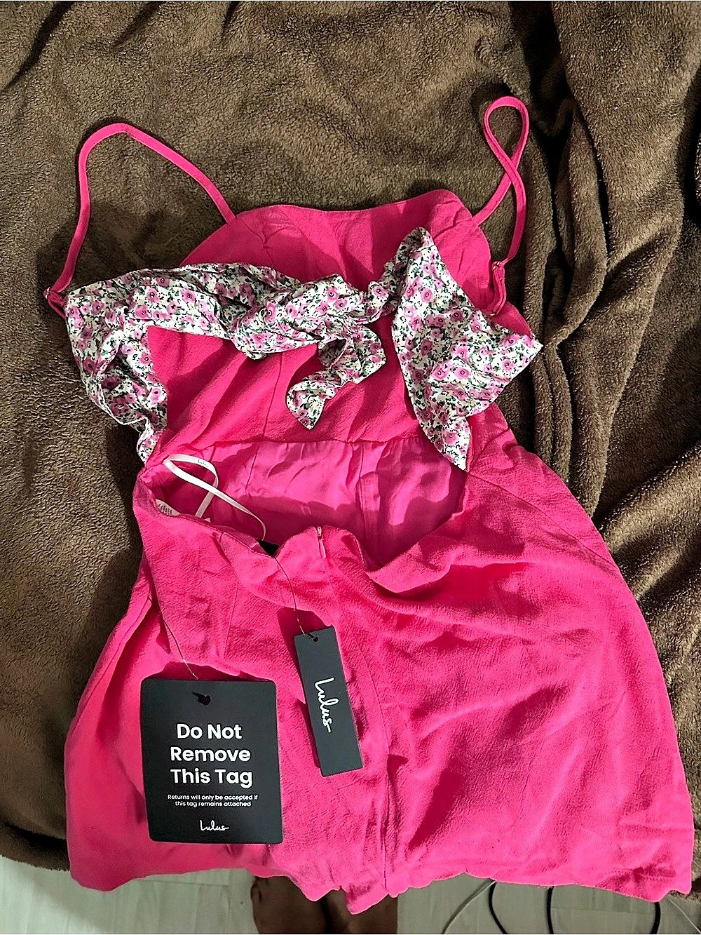 Lulus Hot Pink Floral Ruffle Romper NWT — Spaghetti Strap Shorts